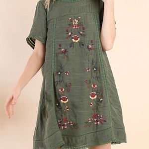Green Embroidered dress